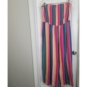 Torrid size 2 jumpsuit 2X lined shorts halter wide leg stretch crepe colorful